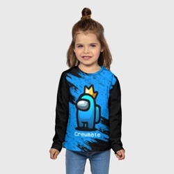 Детский лонгслив 3D Among Us - Синий в Короне - фото 2