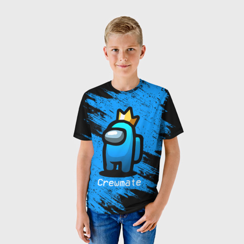 Детская футболка 3D Among Us - Синий в Короне, цвет 3D печать - фото 3