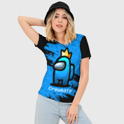 Женская футболка 3D Slim Among Us - Синий в Короне - фото 2