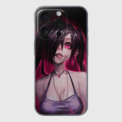Чехол для iPhone 15 Pro Max силиконовый с защитой камеры Play with me - creepy sexy anime girl