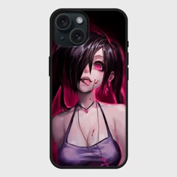 Чехол силиконовый для Apple iPhone 15 матовый Play with me - creepy sexy anime girl