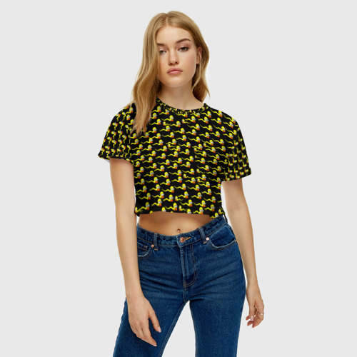 Женская футболка Crop-top 3D Гомер, цвет 3D печать - фото 3