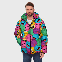 Мужская зимняя куртка 3D Смайлики - паттерн - фото 2