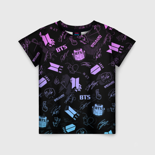 Детская футболка 3D с принтом BTS, вид спереди #2