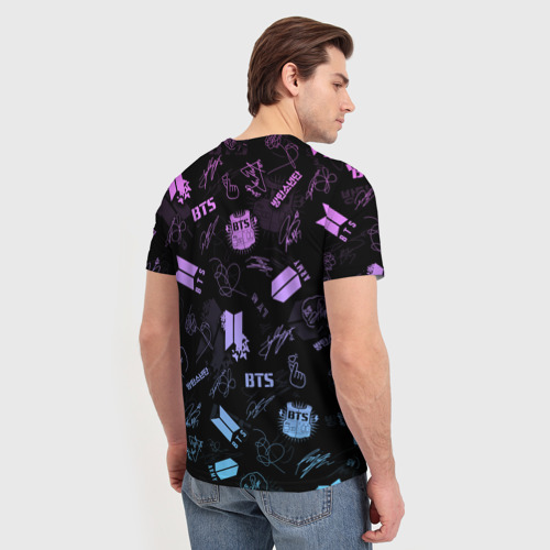 Мужская футболка 3D с принтом BTS, вид сзади #2