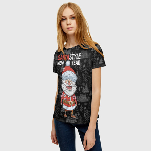 Женская футболка 3D Santa style, цвет 3D печать - фото 3