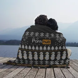 Плед 3D Ugly Christmas sweater Pornhub - hoe snowman deer - фото 2