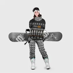 Накидка на куртку 3D Ugly Christmas sweater Pornhub - hoe snowman deer - фото 2