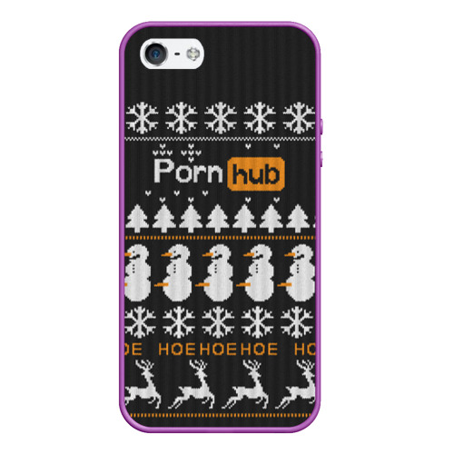 Чехол для iPhone 5/5S матовый Christmas Pornhub, цвет фиолетовый