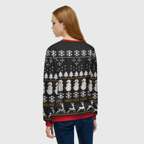 Женский свитшот 3D Ugly Christmas sweater Pornhub - hoe snowman deer - фото 4