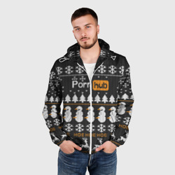 Мужская ветровка 3D Ugly Christmas sweater Pornhub - hoe snowman deer - фото 2