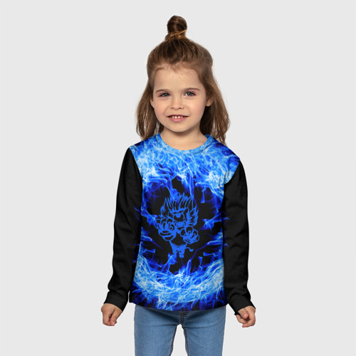 Детский лонгслив 3D Лев в синем пламени, цвет 3D печать - фото 5