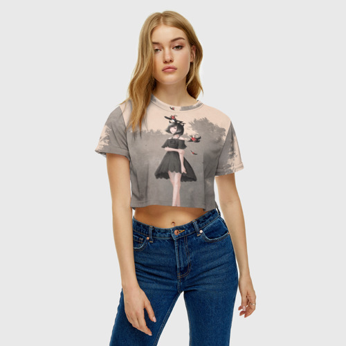 Женская футболка Crop-top 3D Secre Swallowtail, цвет 3D печать - фото 4