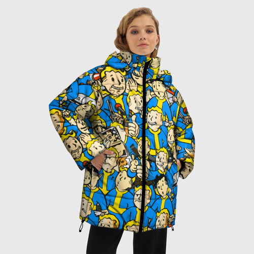 Женская зимняя куртка 3D с принтом Fallout, фото на моделе #1