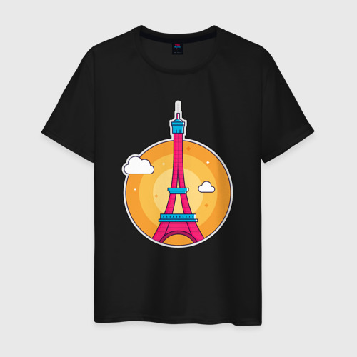 Мужская футболка хлопок Eiffel Tower, цвет черный