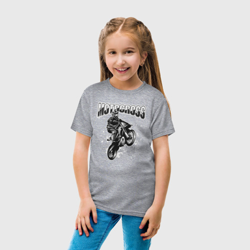 Детская футболка хлопок с принтом Мотокросс art, вид сбоку #3