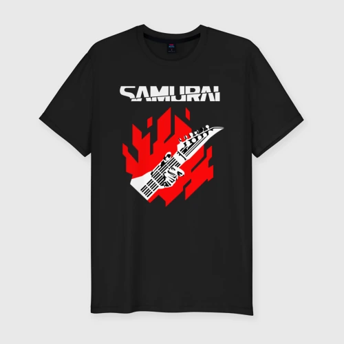 Мужская футболка хлопок Slim Cyberpunk 2077 samurai