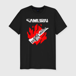 Cyberpunk 2077 samurai – Мужская футболка хлопок Slim с принтом купить
