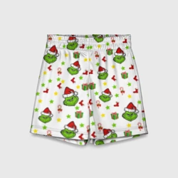 Детские спортивные шорты 3D Гринч паттерн