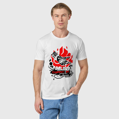 Мужская футболка хлопок Cyberpunk 2077 samurai, цвет белый - фото 3