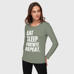 Женский лонгслив хлопок EAT sleep Fortnite repeat - фото 2