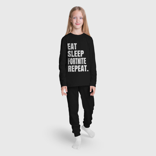 Детская пижама с лонгсливом хлопок с принтом EAT sleep Fortnite repeat, вид сбоку #3