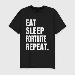 Мужская футболка хлопок Slim EAT sleep Fortnite repeat