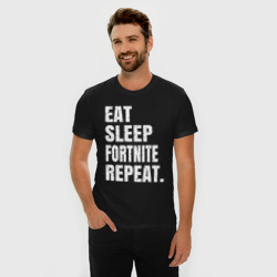 Мужская футболка хлопок Slim EAT sleep Fortnite repeat - фото 2