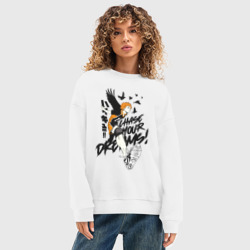 Женский свитшот oversize без начеса хлопок Следуй своим мечтам - фото 2