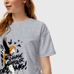 Женская футболка хлопок Oversize Следуй своим мечтам - фото 2