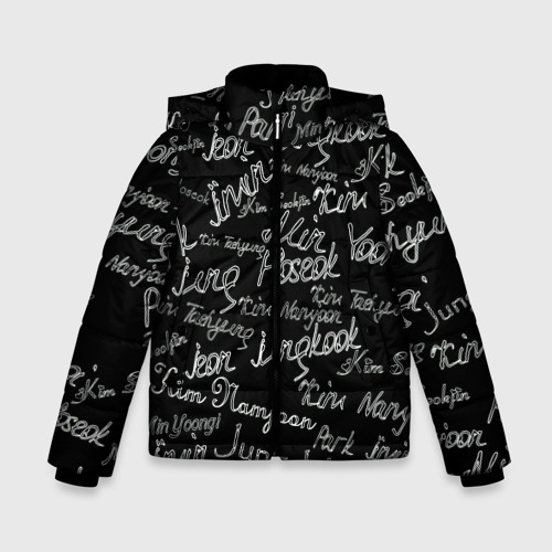 Зимняя куртка для мальчиков 3D BTS имена, цвет светло-серый
