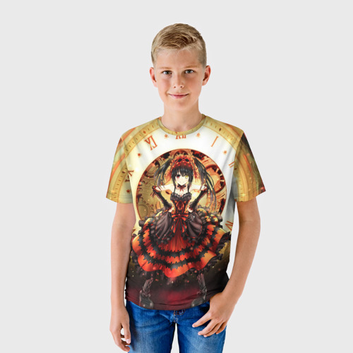 Детская футболка 3D с принтом Куруми и часы, фото на моделе #1