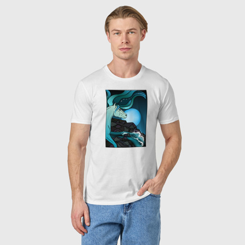 Мужская футболка хлопок Водяная лошадка, цвет белый - фото 3