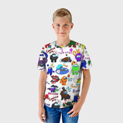 Детская футболка 3D Among Us stickerbombing - фото 2