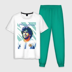Мужская пижама с белой футболкой хлопок Марадона золотой мальчик