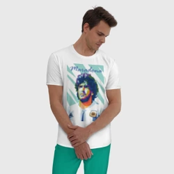 Мужская пижама с белой футболкой хлопок Марадона золотой мальчик - фото 2