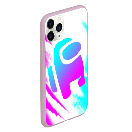 Чехол для iPhone 11 Pro матовый AMONG US - NEON, цвет розовый - фото 3