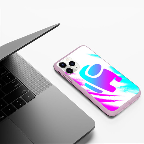 Чехол для iPhone 11 Pro матовый AMONG US - NEON, цвет розовый - фото 5