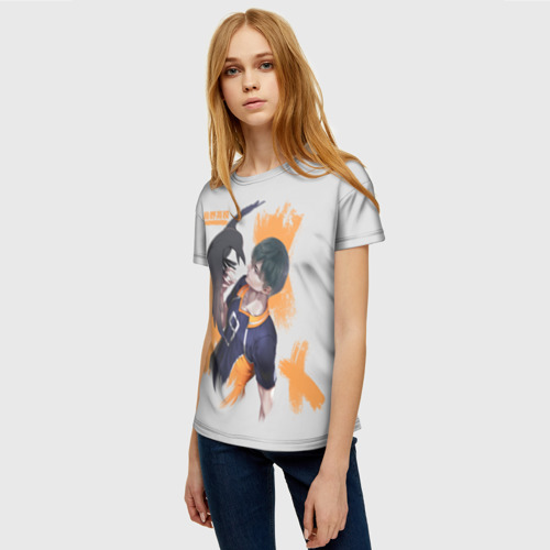 Женская футболка 3D с принтом Кагеяма Тобио, фото на моделе #1