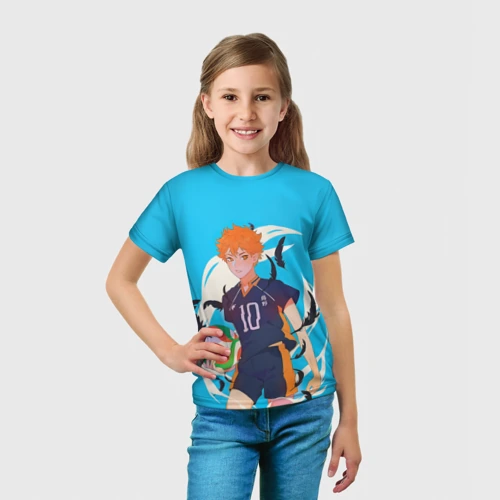 Детская футболка 3D с принтом Хината, вид сбоку #3