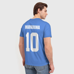 Футболка с принтом Диего Марадона Наполи Ретро для мужчины, вид на модели сзади №2. Цвет основы: белый
