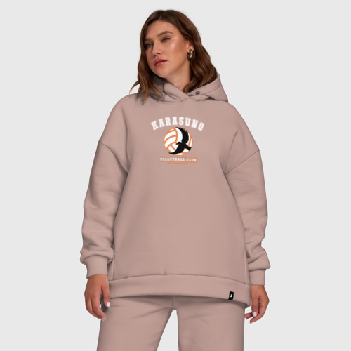 Женский костюм хлопок Oversize Karasuno volleyball, цвет пыльно-розовый - фото 5