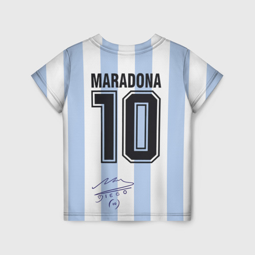Детская футболка с принтом Diego Maradona 10 — автограф, вид сзади №1