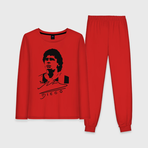 Женская пижама с лонгсливом хлопок Diego Maradona, цвет красный