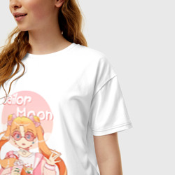 Женская футболка хлопок Oversize Sailor Moon Coffee - фото 2