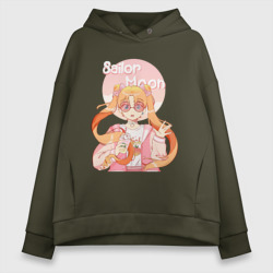 Женское худи Oversize хлопок Sailor Moon Coffee