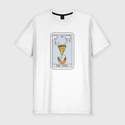 Мужская футболка приталенная из хлопка с принтом Таро Пицца, вид спереди №1
