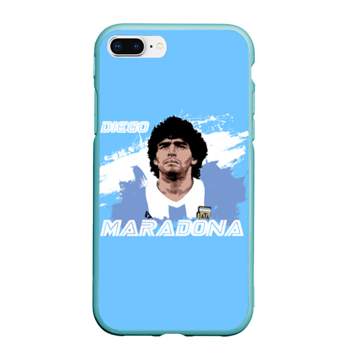 Чехол для iPhone 7Plus/8 Plus матовый Диего Марадона, цвет мятный