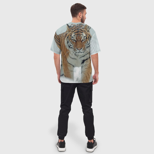Мужская футболка oversize 3D Тигр, цвет 3D печать - фото 4