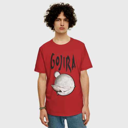 Мужская футболка хлопок Oversize с принтом Gojira, фото на моделе #1